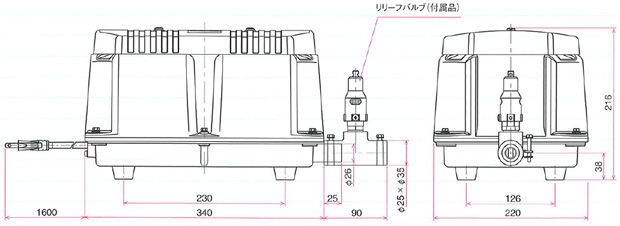 消費税込・送料無料】安永電磁式大型エアーポンプ 安全弁リリーフバルブ装着 LW-150N